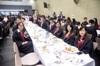 Fiona (third from right) and her College friends during a High Table Dinner